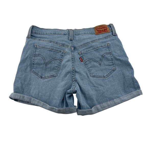 Levis Women's Mid Length Denim Shorts Size 28 Light Blue Stretch - Picture 4 of 7